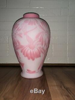 Fenton Remembrance & Hope Limited Edition Vases No. 7/195 Carved Rosalene Cameo