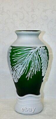 Fenton, Vase, Emerald Green Cameo Glass, Murphy / Bomkamp, Limited Edition