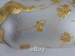 Fine Legras Mont Joye Gilt Enameled Acid Etched Cameo French Art Glass Vase