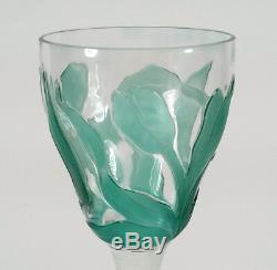 Fine Vintage Carved European Cameo Glass Cordial Stem Goblet Floral Art Nouveau
