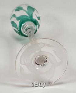 Fine Vintage Carved European Cameo Glass Cordial Stem Goblet Floral Art Nouveau