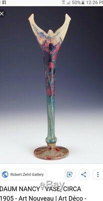 French Antique Galle' fire polished thistles berries solifleur cameo vase 14.5