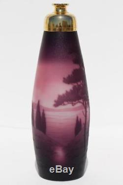 French Art Deco D'argental Paul Nicolas Cameo Art Glass Atomizer Perfume Bottle