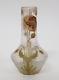 French Art Nouveau Acid-Etched Cameo Glass Vase Enamel Mont Joye & Legras & Cie