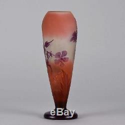 French Art Nouveau Cameo Glass Vase Paysage des Fleurs by Emile Gallé