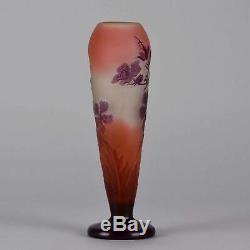 French Art Nouveau Cameo Glass Vase Paysage des Fleurs by Emile Gallé