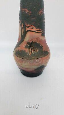 French CAMEO Art Glass Vase, c. 1910 Signed DeVez Glass Scenic Vase. Stunning