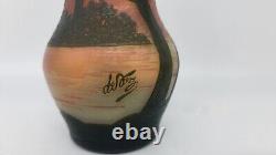 French CAMEO Art Glass Vase, c. 1910 Signed DeVez Glass Scenic Vase. Stunning