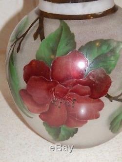 French Cameo Art Glass Signed Nancea Floral Design Vase 7
