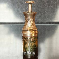 French D'Argental Cameo Glass Bottle Shaped Atomiser, circa 1900's