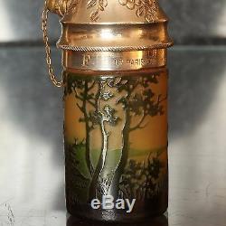 French D'Argental Cameo Glass Bottle Shaped Atomiser, circa 1900's