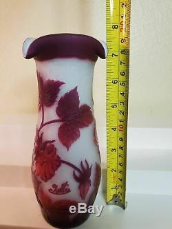 French Galle 7.5 floral Cameo glass vase 20th c