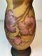 French Galle Tip Pink Amber Brown Flower Reproduction Cameo Glass 12-1/2 Vase