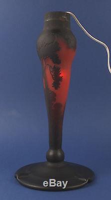 French Muller Frères Luneville Acid-Etched Cameo Glass Lamp Base c1905/10