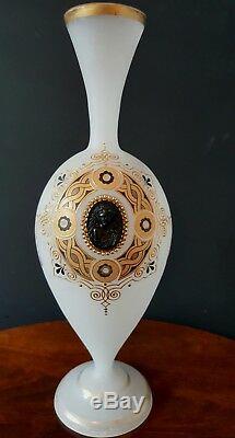 French Napoleon III Opaline Vase W Cameo C 1870 Art Glass Very Rare