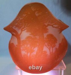 French RICHARD Cameo Scenic Waterfront Village Antique Art Glass