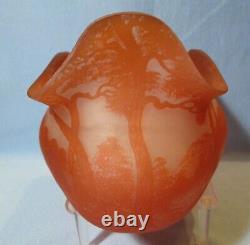 French RICHARD Cameo Scenic Waterfront Village Antique Art Glass