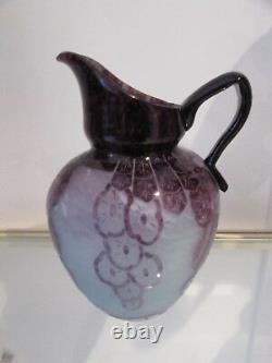 French original cameo art glass large pitcher Charder Le verre Francais Lavande