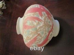 Frosted Silk Cameo Glass Etched Globe Glass Vase Red Birds
