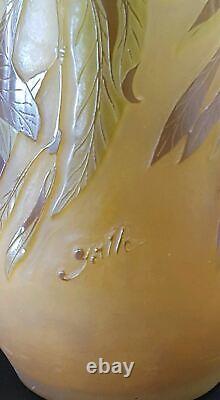 GALLE CAMEO VASE Cameo Decoration Of Green And Brown Olives And Leaves