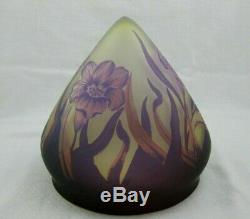 GALLE Cameo LILY Art Glass Table Lamp Shade Signed
