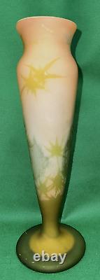 GALLE SIGNED CAMEO TRI-COLORED VASE IN THE THISTLE PATTERN C-1904-1908 Mark 2