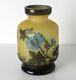 GALLE Tip Cameo Glass Vase, floral design Stunning colors butter yellow, blue