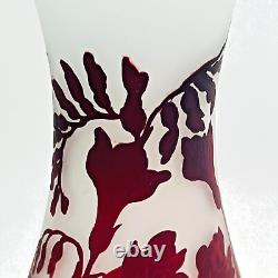 GALPERSI ART NOUVEAU French Burgundy Cameo Silhouette Art Glass Vase signed