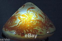 Galle 21 Acid Cut Back Cameo Glass Table Lamp Internally Decorated Perfect