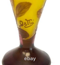 Galle Art Glass Brown over Yellow Cameo Vase