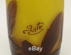 Galle Art Glass Brown over Yellow Cameo Vase, circa 1890