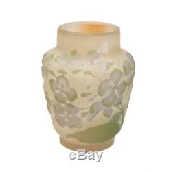 Galle Art Glass Green & Lavender over Blush Miniature Cameo Vase, c1900
