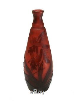 Galle Art Glass Maroon Over Red Miniature Cameo Vase, 19th Century