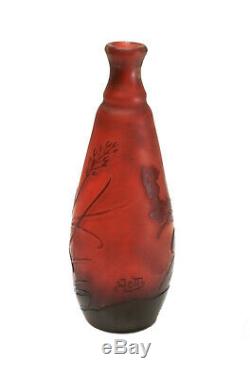 Galle Art Glass Maroon Over Red Miniature Cameo Vase, 19th Century