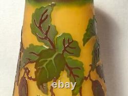 Galle Cameo Art Glass Vase Covered In Flower Vines & Butterfly's 10
