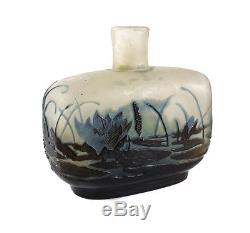 Galle Cameo Etched Art Glass 3-Layer Perfume Bottle Lily Pot & Flower