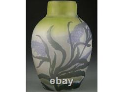 Galle Cameo Glass Floral Vase, Circa 1900. 7 1/4 Marks Galle