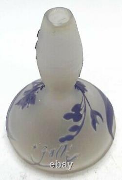 Galle Cameo Glass Vase with Floral Purple Overlay