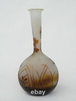 Gallé Emile Authentic Soliflore Vase Cameo Iris Flower Decor white bottom