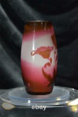 Galle Fire Polished Cameo Vase Signed Cristallerie E Galle