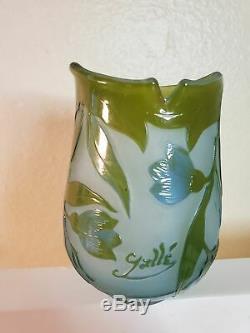Galle French floral cameo glass vase, late 20th c