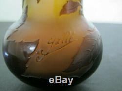 Gallé (Galle) Amazing Cameo Glass Bud Vase with Leaf Design