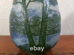 Galle Signed Cameo Banjo Vase- Transluscent Color Vase Nice Art Details