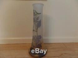 Galle Signed With Star Galle Massive Antique Cameo Glass With Hydrangea Vase