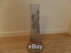 Galle Signed With Star Galle Massive Antique Cameo Glass With Hydrangea Vase