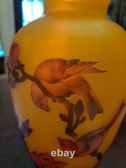 Galle Style Cameo Vase Vibrant Orange And Red 10 birds flowers