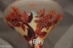 Galle VIVID Colors Etched Cameo Vase 11.5 H 12.5 Diam Guaranteed Authentic