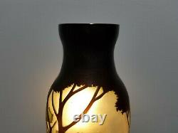Galle Vase Art Nouveau Glass Acid Etched Embossed Cameo 14 Large Mint