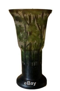 Galle Vase Art Nouveau Reproduction 12 Forest Green Etched Glass by Tozai Home