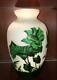 Galle Vase Art Nouveau Style Cameo Glass Vase Floral Green White Geese Vtg 10